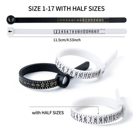 Ring Sizer Measuring Tool Kit, 27 PCS Stainless Steel Measuring Ring Tool, Ring Size 0-13 with Half Size, 2 PCS Reusable Finger Size Tape with Magnified Glass 1-17 for Rings Size Women and Men