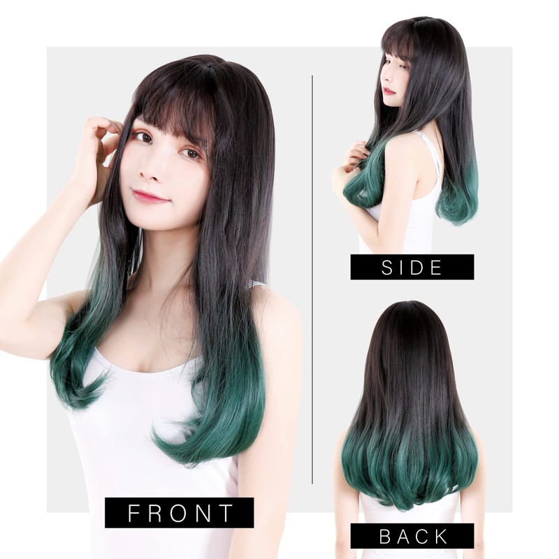 TefuRe C-8200N-BLK-EM Long Straight Wig, Small Face