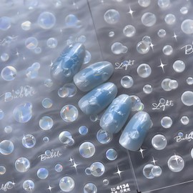 Bubble Nail Art Stickers Summer Nail Stickers for Nail Art 5D Embossed Bubble Nail Decals Star Nail Design Self Adhesive Nail Art Supplies Decoration Accessories for Women and Girls