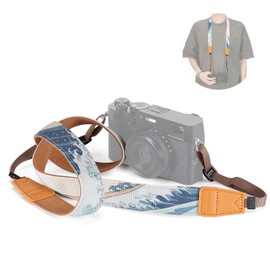 NEEWER Camera Neck Strap, 57"/146cm Length Adjustable Camera Shoulder Strap for DSLR and Mirrorless Cameras, Japanese Mt Fuji & Great Waves Art, CA116