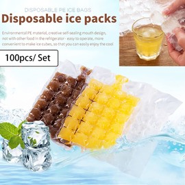 Ice Cube Bags Self Sealing, Disposable Ice Cube Freezer Bags with Funnel for Drink Outdoor Camping Picnic Makes 2400 Cubes