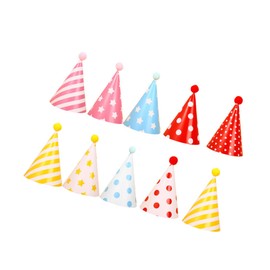 BESPORTBLE 10pcs Birthday Hat with Pom Poms Paper Cone Party Hats for Adults and Fun Festive Headwear for Celebrations and Photo Props