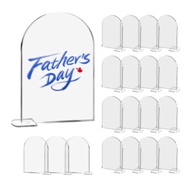 Realand 20 Pack Clear Arch Acrylic Sign with Stand, Blank Acrylic Table Numbers DIY Arched Acrylic Signage Holder for Wedding Signs Reception Event Party Restaurant Decor