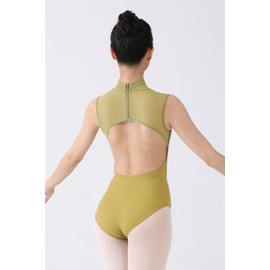 Dance Elite - Meribau - Turtleneck Mesh Shoulder Sleeveless Dance Leotard For Women (Olive, Adult L)