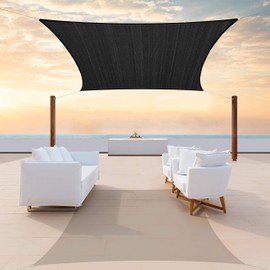 ColourTree CTAPR1020 Custom Size 12' x 24' Black Sun Shade Sail Canopy UV Block UPF50  Rectangle - Commercial Standard Heavy Duty - 190 GSM - 3 Years Warranty