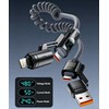 240W 4-in-1 Coiled Fast Charging Cable with LED Display, USB-A