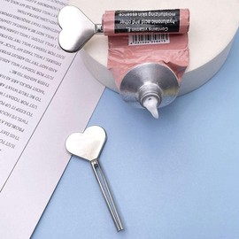 Metal Toothpaste Squeezer - Love Shape Metal Manual Toothpaste Squeezer - Stainless Steel Dispenser Tube Squeezer - Tube Squeezer Rolling Key for Bathroom - Tube Squeezing Aids