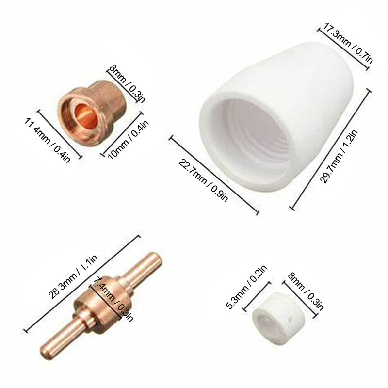 75Pcs Welding Nozzle Ceramic Contact Tip for LG‑40/PT‑31/CUT40/CUT50 Plasma Cutting