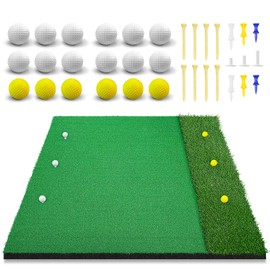 Dual Turf Golf Mat 25mm/50mm, Thickened 5x4ft Golf Hitting Mat Practice Outdoor Indoor, Swing Chipping Training Turf Matt for Backyard, Garage, Driving Range, Simulators