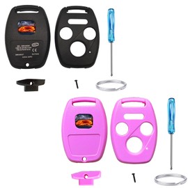 QIXIUBIA Replacement for Honda Key Fob Shell Keyless Entry Remote Fit for Honda 2008-2012 Accord 2006-2013 Civic EX 2009-2015 Pilot (4B-1Black+1Pink)