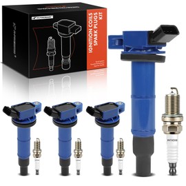 A-Premium (Blue) Set of 8 Ignition Coil Pack and Iridium Spark Plugs Compatible with Toyota Camry, RAV4, Corolla, Highlander, Matrix, Solara & Scion tC, xB & Lexus HS250h & Pontiac Vibe, 2.0L 2.4L