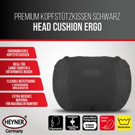 HEYNER Headrest Cushion Black – Ergonomic and Super Soft I Car – Soft Removable Car Cushion Neck Pillow Travel Pillow