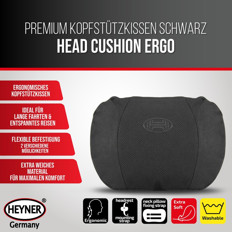 HEYNER Headrest Cushion Black – Ergonomic and Super Soft I