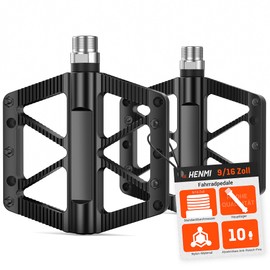 HENMI Bicycle Pedals 9/16 Inch Pedals Bicycle MTB Pedals with Non-Slip Nails, Chrome Molybdenum Steel Bearings, Pearl Chrome Coating Process, 1 Million Pedal Frequencies, Suitable for MTB E-Bike City