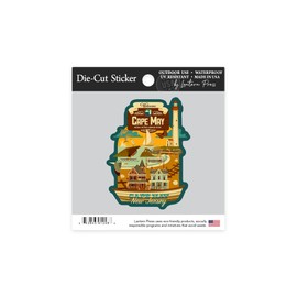 Die Cut Sticker Cape May, New Jersey, Geometric, Blue Sky, Contour Vinyl Sticker 1 to 3 inches (Waterproof Decal for Cars, Water Bottles, Laptops, Coolers), Small