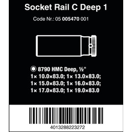 Magnetic sock rail C Deep 1 sock set 1/2" drv 6 pcs