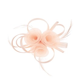 Onperpoe Pale Pink Fascinators for Weddings, Elegant Mesh Flower Light Pink Fascinator, Feather Fascinator Clip Headband Hair Fascinators for Women Girls Wedding Guests Accessories Evening Party Prom