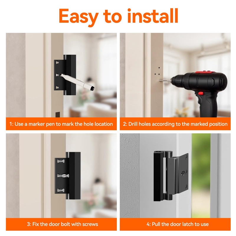 Tonitrui Home Security Door Reinforcement Lock for Front/Inward Swing Doors