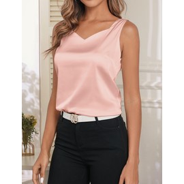 Plilima Satin Camisole for Women Silk Tank Tops for Women Going Out Business Cami Office Camisole Light Pink