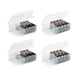 GlossyEnd - Juego de 4 Unidades, Dos Pilas AA y Dos AAA, Caja de Almacenamiento de batería, Soporte de batería Transparente
