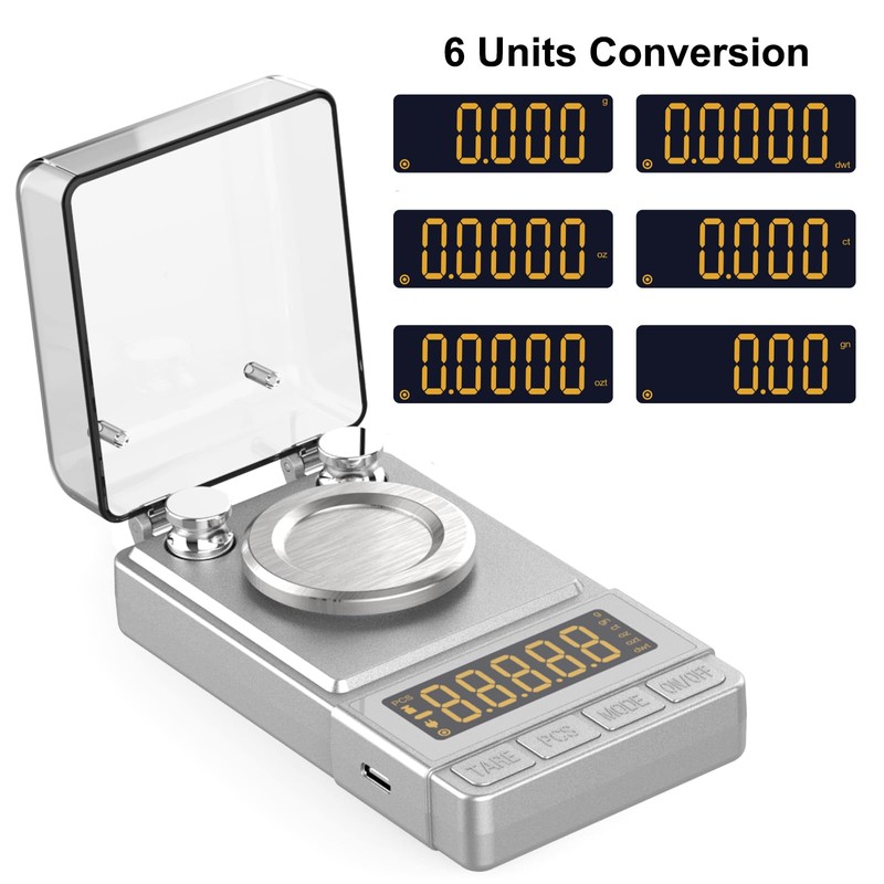 MAXUS MAXUS Milligram Scale 100g/0.001g Sliver, Mg Scale with 20g