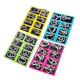 Ahyuan Metal Wire Puzzles Set 32 with Pouch Large Thick Brain Teaser Puzzles Fidget Toys IQ Test Mind Games Toys Magic Trick Toy Metal IQ Puzzle Party