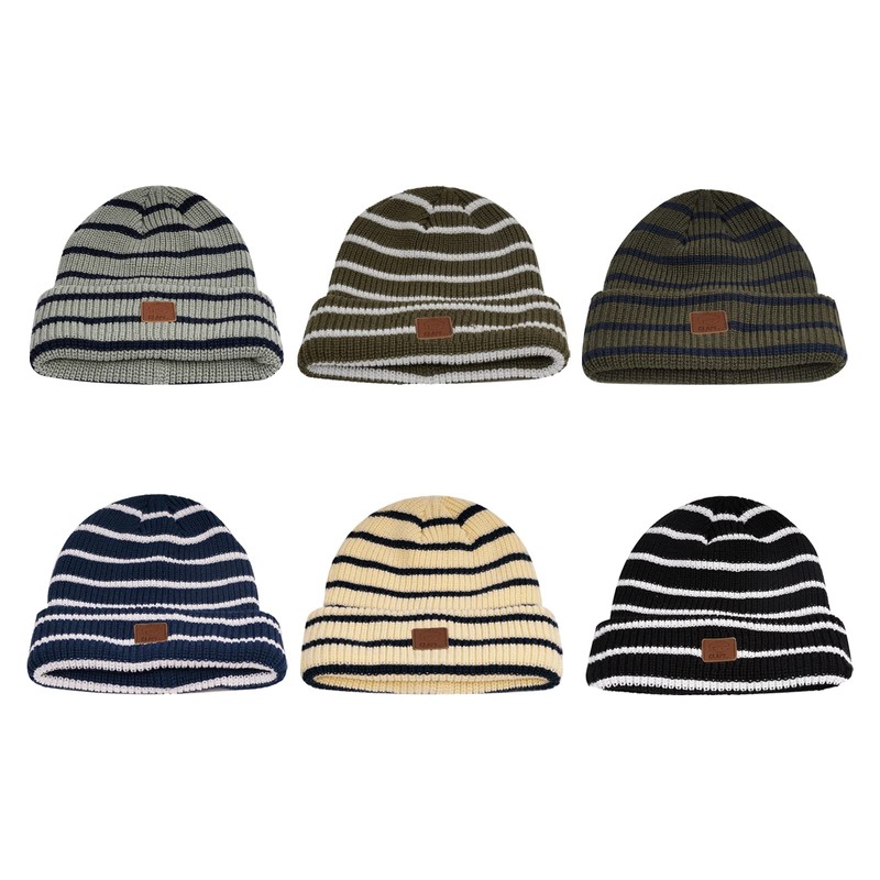 CLAPE Unisex Leather Patch Beanie Knitted Hat Soft Warm Beanie