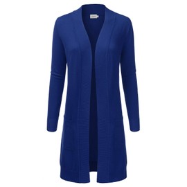 JJ Perfection Womens Casual Long Knit Cardigan Long Sleeve with Pockets Lightweight Open Front Sweater Jacket with Plus Size