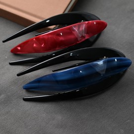 Prettyou Handmade Celluloid French Design Tortoise Shell Barrettes Side-slide Opening Duck Luxury Fashion Accessories Hair Clip Claw for Women (navyblue)