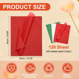 PATIKIL 120 Sheets Colored Tissue Paper Bulk for Gift Bags, 19.7x13.8 Christmas Tone Assorted Color Wrapping Paper for Craft Holidays Christmas Birthday Wedding Filler Flower Decor