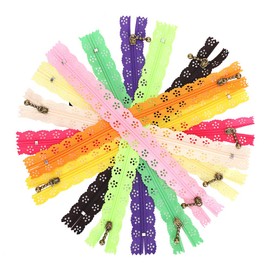 Fyearfly Lace Zipper, Pack of 10, 20 cm Lace Zipper, Mixed Style, Bud Silk Shape, Nylon, Sewing, Clothing Accessories, DIY, Handmade for Clothing, Bag, Pencil Case, Cushion Cover