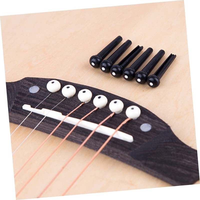 Vaguelly 100pcs Guitar Bridge Black String Pegs for Acoustic Guitar