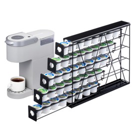 FlagShip 5-Tier Corner Coffee Pod Organizer for K Cup - 40 Capsules Metal Storage, Space-Saving Kitchen Countertop Rack Wall Mountable
