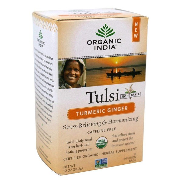 Organic India Tulsi Ginger Turmeric 18 Tea Bags