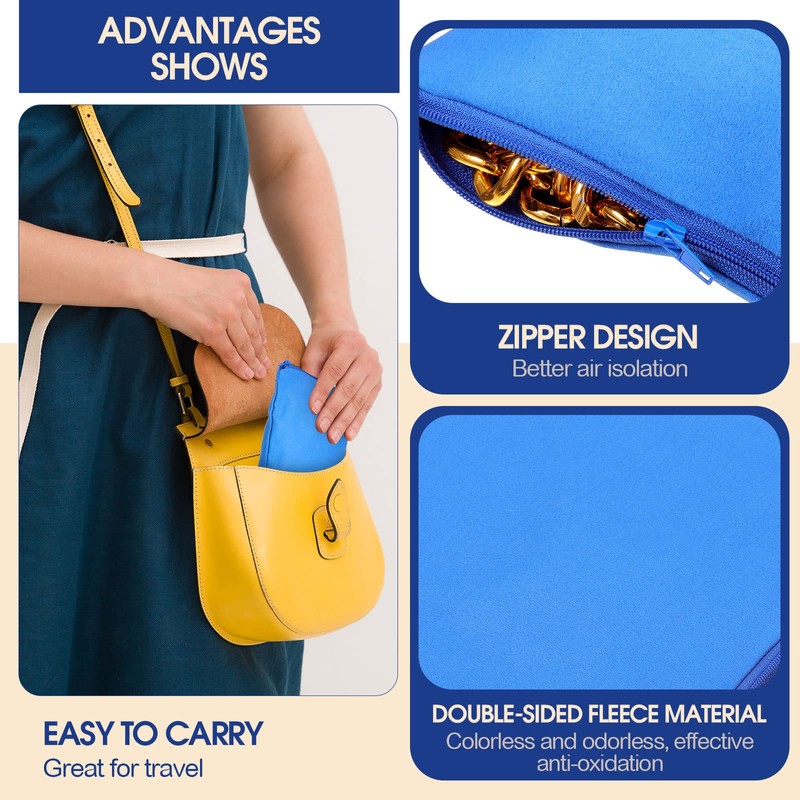 Sanwuta 8 Pcs Zippered Silver Storage Bags Anti Tarnish Silver