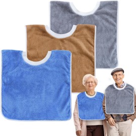 MatFirsmo Adult Bibs for Women and Men, 3 Pack Washable and Reusable Terry Cloth Bibs for Adults Large Towel Bibs Feeding Clothing Protector for Adults Senior Citizens Special Needs