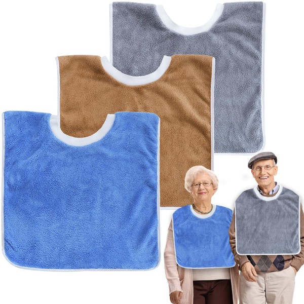 MatFirsmo Adult Bibs for Women and Men, 3 Pack Washable