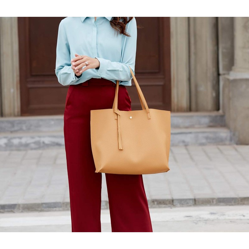 Dreubea Women's Soft Faux Leather Tote Shoulder Bag from, Big