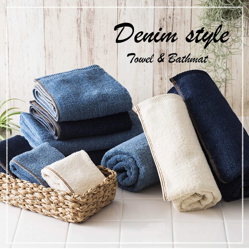 Tenma Bath Towel Denim Style Indigo Blue Approx. 23.6 x