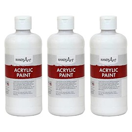Handy Art Acrylic Paint, Titan White, 16 oz. Bottle, Pack of 3 (RPC101000-3)