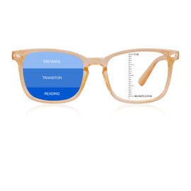 LAMBBAA Vintage Square Progressive Multifocal Presbyopic Glasses, Anti-Blue Light Glasses for Men Women Readers