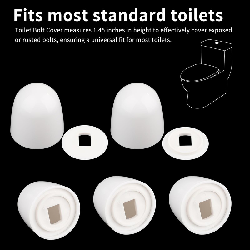 64 Pieces Universal Toilet Bolt Caps, Extra Tall 1.45 Inch