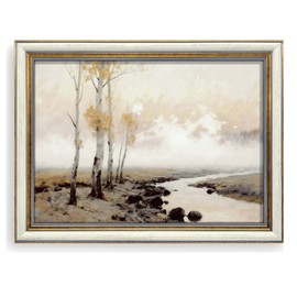 EAFPG Gold Framed Vintage Wall Art for Bathroom, Autumn Landscape Canvas Prints for Living Room, Bedroom & Kitchen, Aesthetic Paintings for Office, Rustic Wall Decor with Textured Gel Finish, 12"x16"