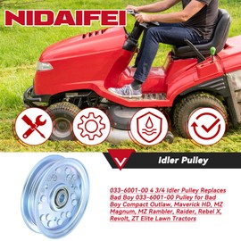 NIDAIFEI 033-6001-00 4 3/4 Idler Pulley Replaces Bad Boy 033-6001-00 Pulley for Bad Boy Compact Outlaw Maverick HD MZ Magnum MZ Rambler Raider Rebel X Revolt ZT Elite Lawn Tractors