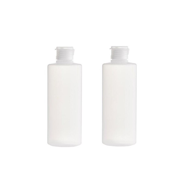 2 x Clear Empty Refillable Plastic Soft Cosmetic Squeezable Bottles with Flip Cap Travel Makeup Storage Container Shampoo Face Cleanser Lotion Toiletries Jar Pot (200 ml/7 oz)