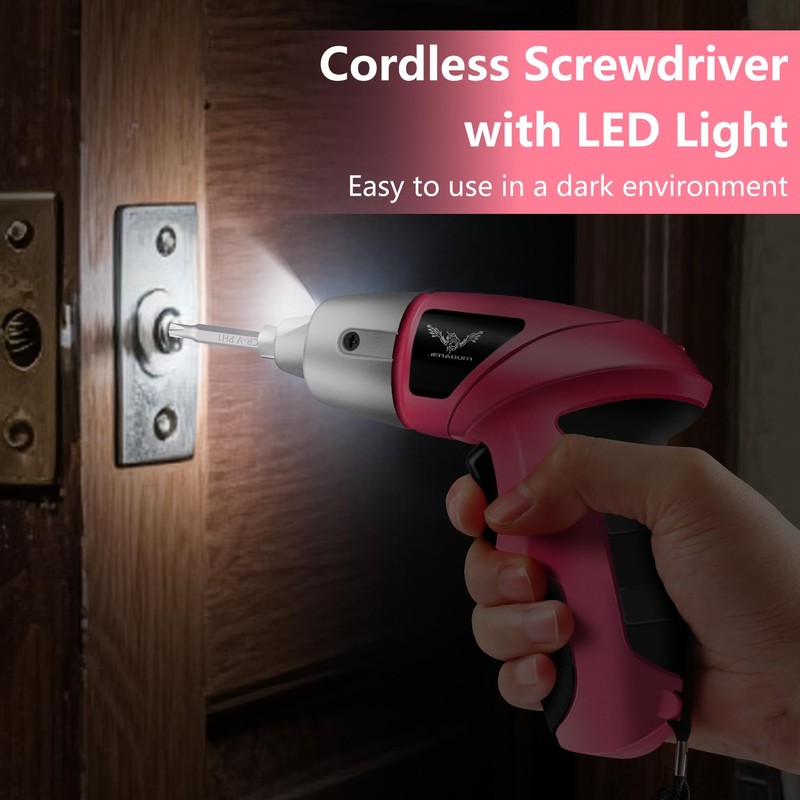 Electric Screwdriver 3.7V Pink USB Small Power Screwdriver Set. Cordless