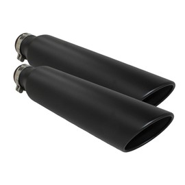 Colt Exhaust | Exhaust Pair of Black Powder Coated Universal Truck Tip 2.5" Inlet ID 4" Outlet OD 18" Inch Long | Stainless Steel | Aftermarket Replacement