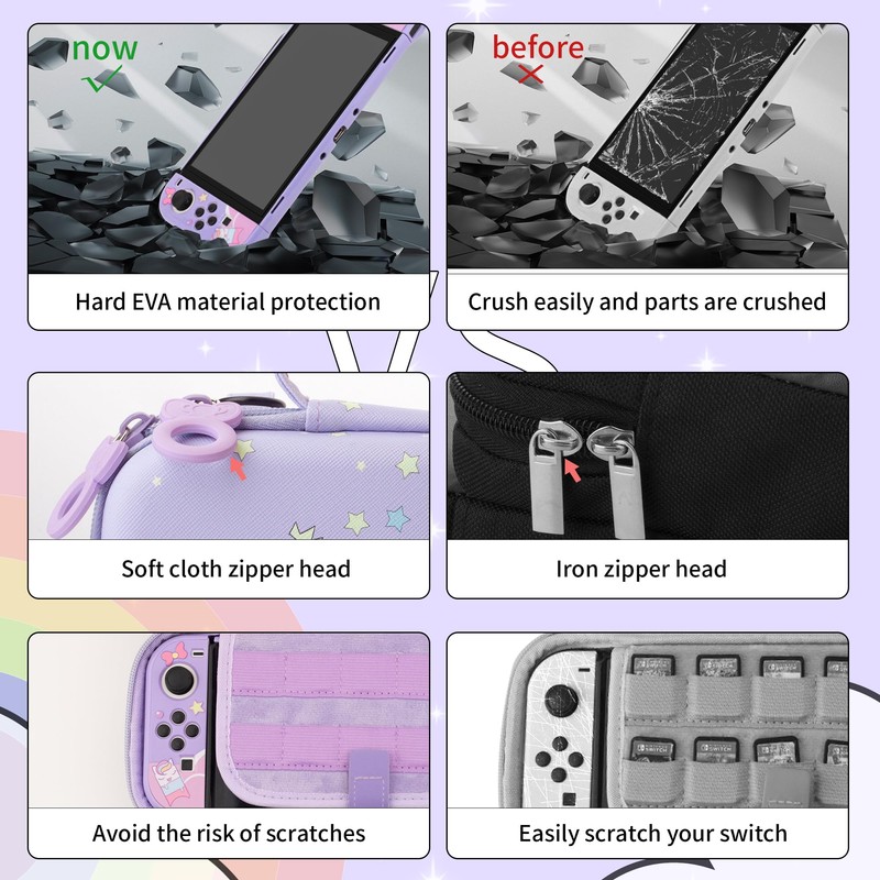 HYPERCASE Cute Carrying Case for Switch OLED, the Travel Case