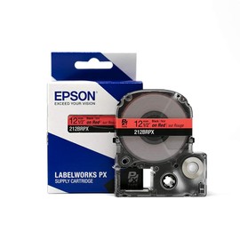 Epson LABELWORKS 212BRPX PET Tape Cartridge - Black on Red Standard Industrial Label Maker Tape - 1/2" (12MM) Wide, 30 ft
