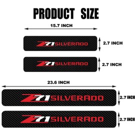 4PCS Door sill Fiber Style Decal enhances The Rugged Look of The Door Entry Protection Trim for GMC Colorado Tahoe Suburban Silverado Sierra 1500 Compatible with Z71 Accessories (RED)